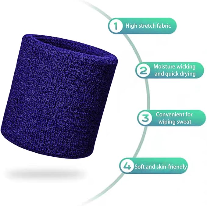Wristbands Sweatbands for Men & Women, Breathable Tennis Wrist Bands Absorbent Sweat Band Multiuse Wristband for Basketball, Running, Gym, Working Out