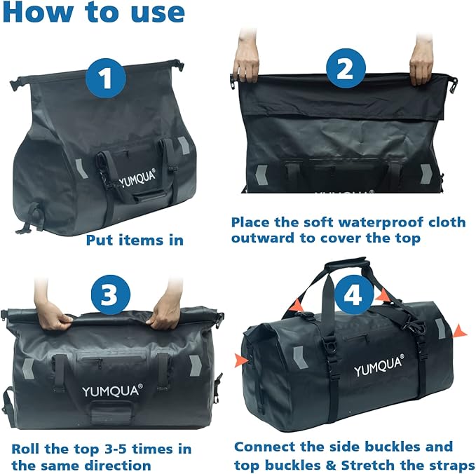Waterproof Duffel Bag, Large Duffle Bag for Travel Heavy Duty Dry Bag with Durable Strap & Handle for Outdoor Motorcycle Boating Rafting Kayaking Paddleboarding
