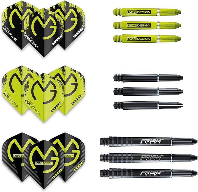 WINMAU MvG Acclaim Tungsten Steel Tip Darts 25g Set with Flights and Shafts