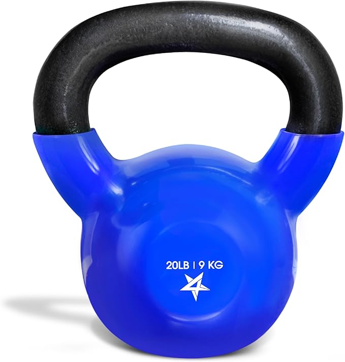 Yes4All Kettlebell, 5-100 LB Vinyl Coated Cast Iron Strength Training Kettlebells for Home Gym Exercises, Fitness, Full Body Workout Equipment, Push Ups, and Grip Strength