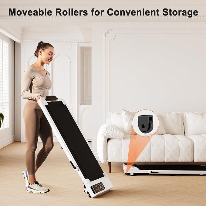 Walking Pad Treadmill with Handle Bar 3-in-1 Foldable Treadmills for Small Space 300 LBS Capacity, 3.0HP Portable Under Desk Treadmill for Home Office with LED Display Remote APP Control
