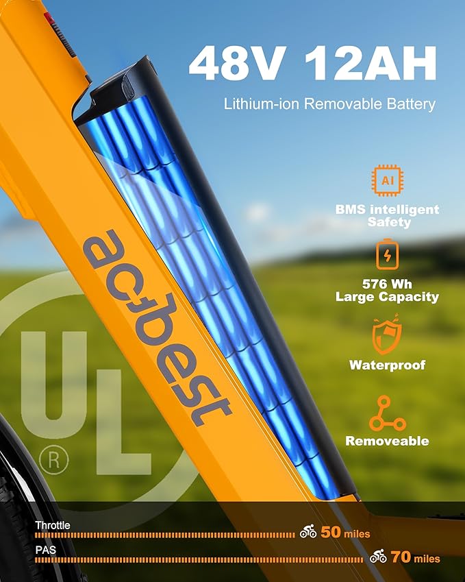 Cores Electric Bike for Adults, 26" Electric Commuter Bike with 1200W Peak Motor, 28MPH 70 Miles Max, 48V 576Wh Removable Battery, 7-Speed City Cruiser Mountain E Bike for Commuting