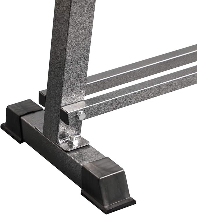 Fitness Maniac Flat Weight Bench with Built-in Dumbbell Rack Workout Bench Strength Training Bench Press for Home Gym Black