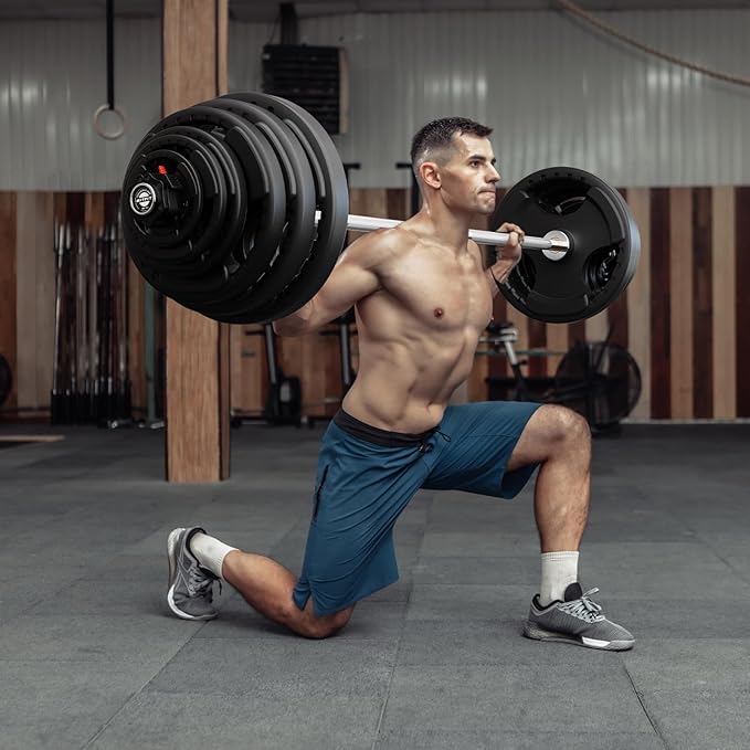 RitFit Barbell Weight Set - 4/6FT Olympic Barbell with Weight Plates (55-275LB Total) - Weightlifting Equipment for Squats, Curls, Deadlifts, Presses, Hip Thrusts