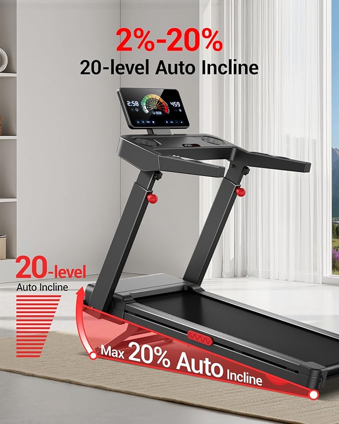 UMAY Fitness Treadmill with Incline, Foldable Compact Treadmills for Home with Pulse Sensors, Max 300/400 LBS Capacity, 3.0/3.5HP Quiet Brushless, Max 8.7 MPH