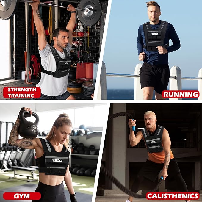 Adjustable Weighted Vest Men 19lbs/ 30lbs/ 40lbs Weights with Reflective Stripe, Weight Vest Woman Workout Vest for Strength Training,Running & Walking