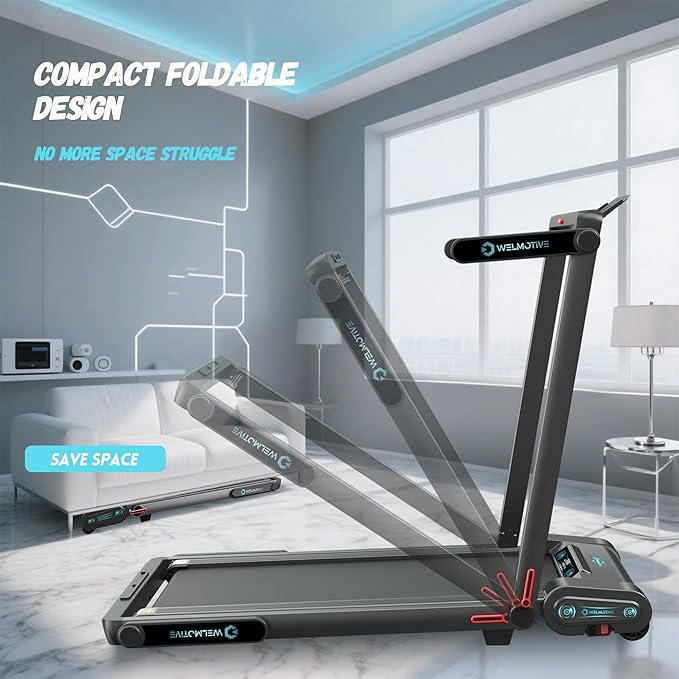 Treadmill with Auto Incline Walking Pad Underdesk for Home Office Potable Compact Running Machine Jogging Caminadora para Casa Up to 13% 6 Levels with Remote Control Indoor Fitness Black