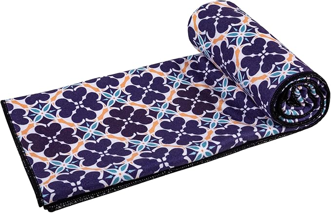 Yoga Drip Yoga Towel - Non Slip Hot Yoga Mat Towel With Corner Pockets, No-Skid Grip, and Built-in Alignment Lines | Soft, Moisture Wicking, and Sweat Absorbent | No Bunching, Stays in Place 72" x 25"