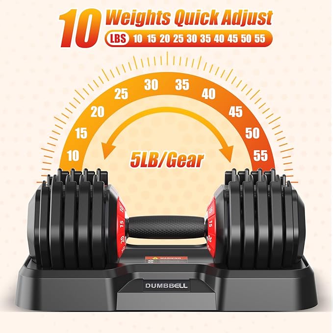 25/52.5/55LBS Adjustable Dumbbells Set with Anti-Slip Handle, Fast Adjust Weight Dumbbells Set with Dual Safety Locking System, Versatile Weights Set for Women & Men Full Body Workout Fitness, Compact Size Space Saving for home gym