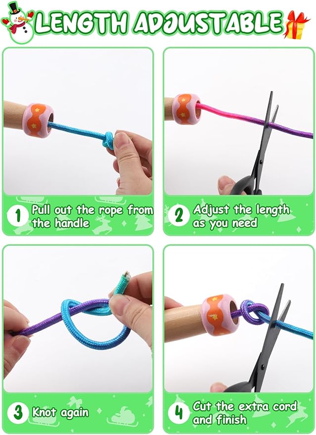 Jump Rope for Kids, Lorvain Adjustable Skipping Rope, Kids Jump Ropes with Wooden Handle for Girls Boys, Weighted Jumping Ropes for Fitness Workout Exercise Outdoor Fun Activity