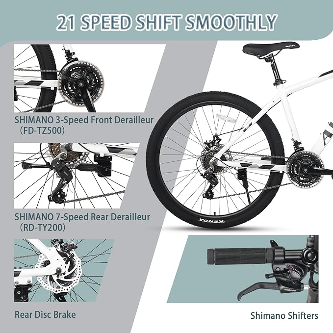 AVASTA AV300 26 27.5 inch Mountain Bike with 21-Speed,Aluminum Frame, Dual Disc Brake, Comfortable Saddle,Multiple Colors