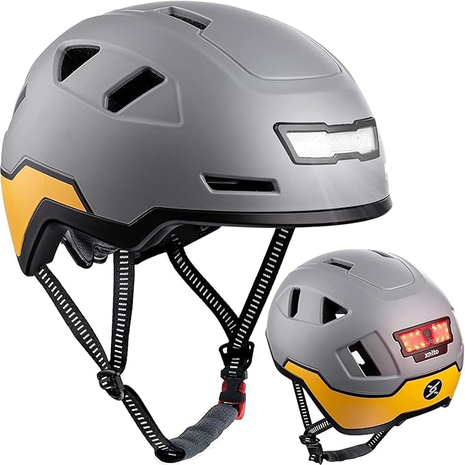 Bike Helmet with LED Lights - Urban Bicycle Helmet for Adults, Men & Women - CPSC & NTA-8776 Dual Certified - Class 3 E-Bikes, Scooters, Onewheel, Commuter, Mountain