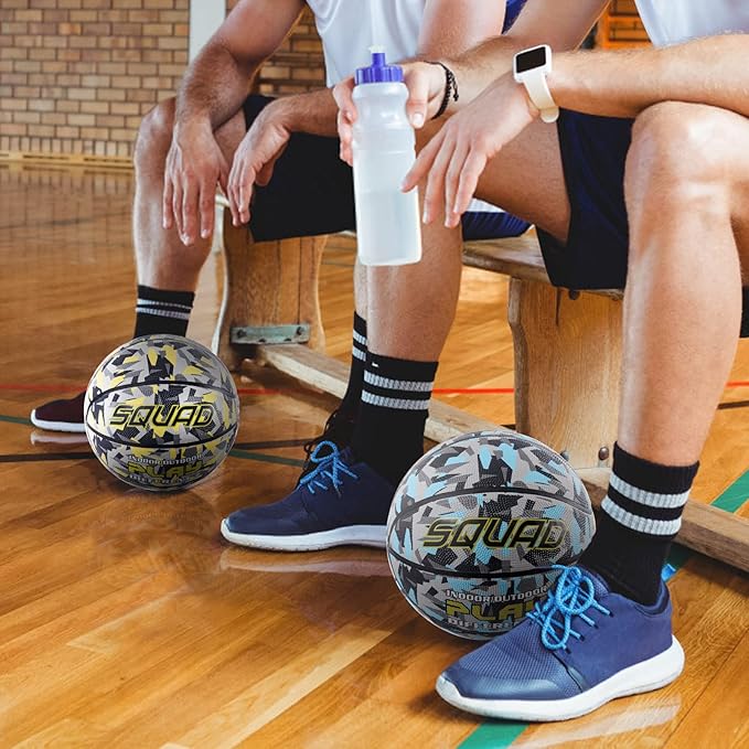 SQUAD NightPlay Reflective Basketball Size 5, Size 7 - Cool Holographic Glow Basketball for Night Game, Ideal Gift for Boys Girls 10-14 Year Old, Cool Teen Toys