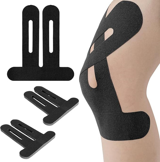 20PCS Kinesiology Tape for Knees, Kinesiology Tape Precut Strips for Knee Support & Stability, Waterproof Breathable Elastic Sports Tape for Pain Relief, Athletic Tape for Muscle & Joint, Black