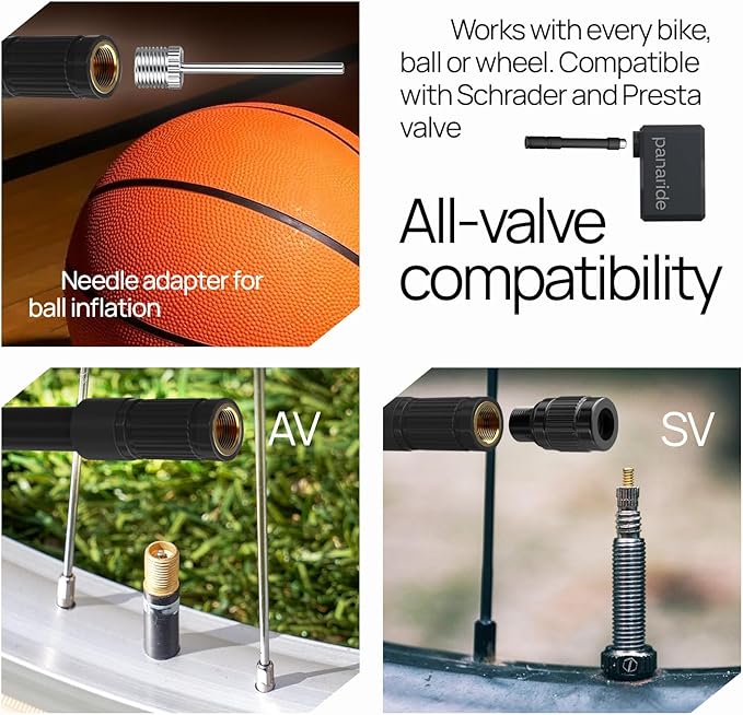 Mini Bike Pump, 120 PSI Mini Electric Bike Pump, 120g, Smart Auto-Stop, ±1 PSI Accuracy, Portable Electric Bike Pump Works with Presta & Schrader Valves