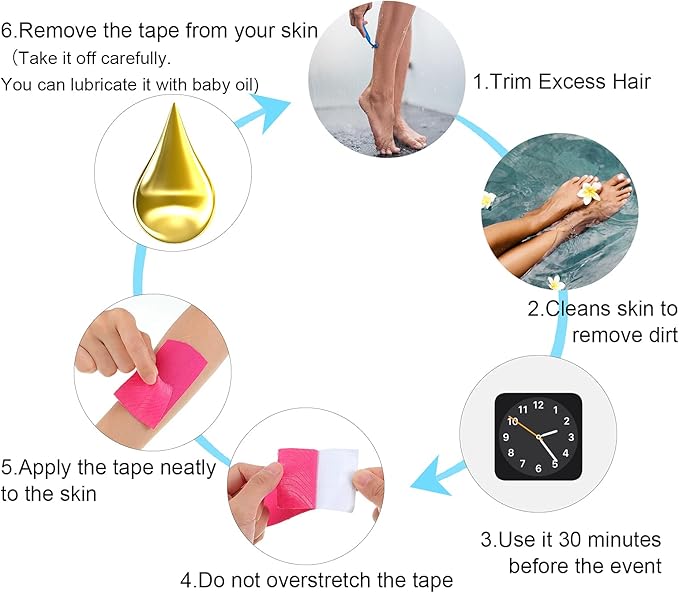 Nuanchu 6 Rolls Kinesiology Tapes Athletic Elastic Muscle Kneepad Tape for Foam Underwrap Knees Tape for Waterproof Joints Ankle Pre Wrap Wrists Sport Activities(Assorted Colors,Classic Pattern)
