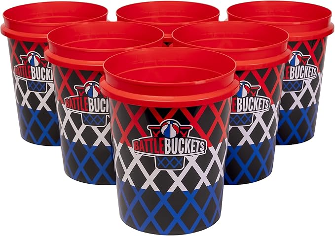 Battle Buckets – Giant Yard Pong and Basketball Game with 12 Buckets, 2 Balls, Carrying Bag, and Air Pump – Outdoor Game for Lawn, Backyard, Beach, and Parties