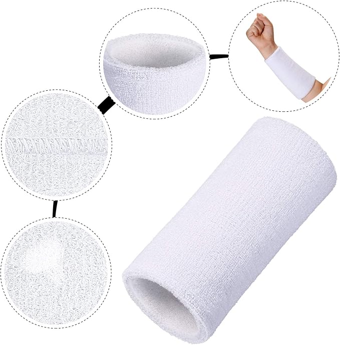WILLBOND 6 Inch Wrist Sweat Bands for Men Women Tennis Elastic Athletic Long Sweatband Wrist Absorbent for Basketball Tennis Running Outdoor Activity
