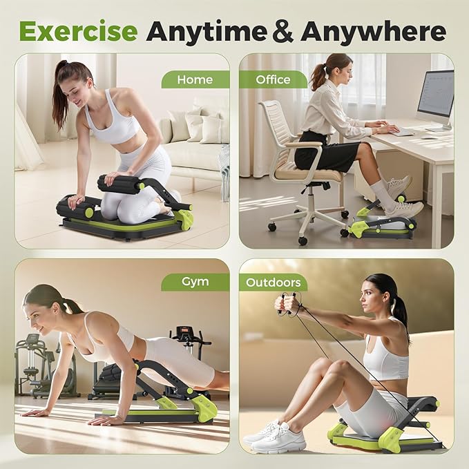 Ab Machine,Sit Up Exercise Equipment& Core Machine, Workout Equipment,Adjustable Ab Trainer with 3 Resistance Levels and Removable Auxiliary Handle,Home Gym Fitness Equipment for All Ages