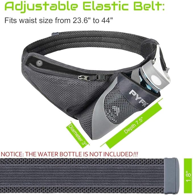 PYFK Running Belt Hydration Waist Pack with Water Bottle Holder for Men Women Waist Pouch Fanny Bag Reflective