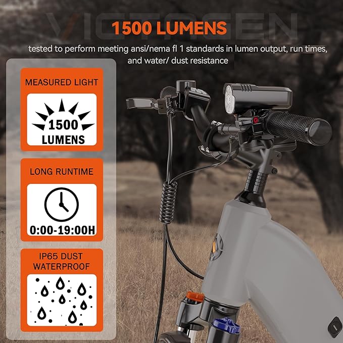 Victagen Bike Lights Kit 9LED Bike Headlights High & Low Beams, Ultra-Light and Bright Bicycle Lights, Waterproof Bike Lights for Night Riding, USB-C Bicycle Front and Rear Lights