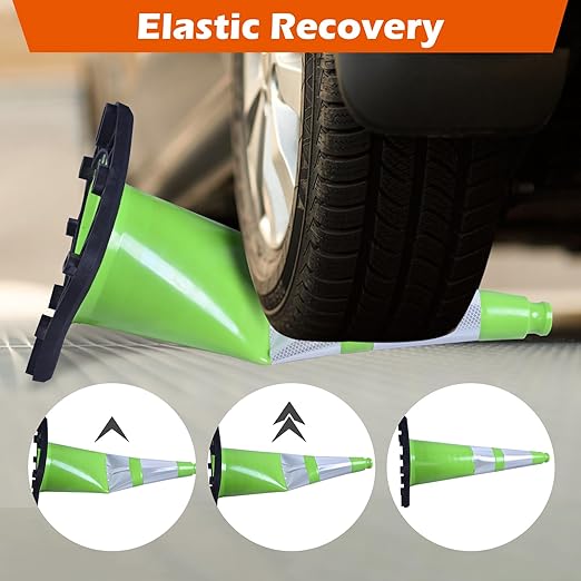 8 Pack 28" Green Traffic Safety Cones with Reflective Collars – High-Visibility PVC Cones with Weighted Black Base for Construction Sites, Parking Lots & Crowd Control(28 inch-8Pack)