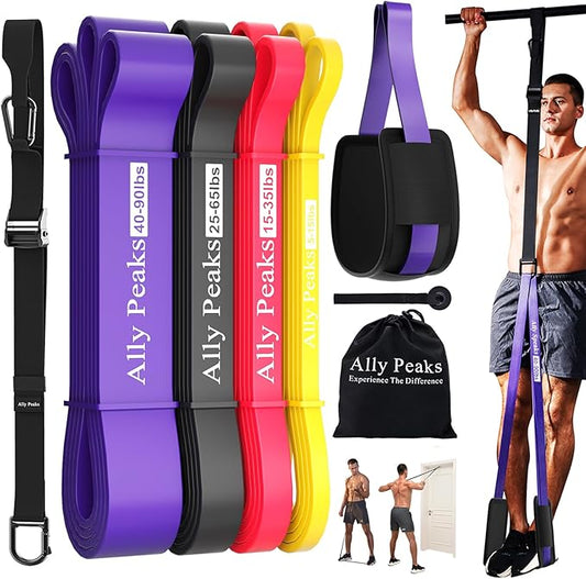 Ally Peaks Pull Up Assistance Bands,Heavy Duty Resistance Band for Pull Up Bar,Adjustable Weight/Size with Fabric Feet/Knee Rest Pull up bands,Up to 410lbs Assistance,resistance bands and assist bands