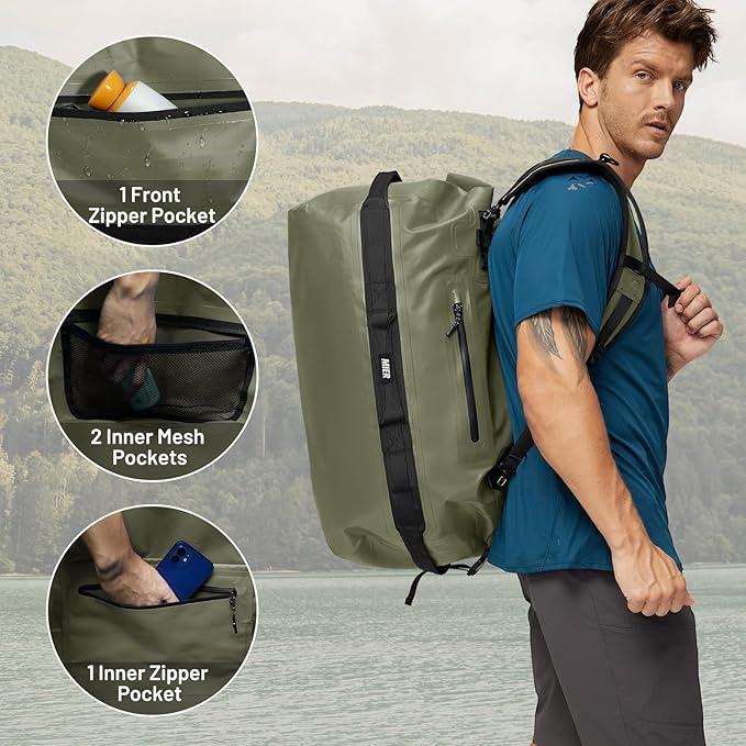 MIER Large Waterproof Duffel Bag Rolltop Dry Backpack Duffle Bags for Kayaking, Rafting, Boating, Swimming, Camping, Travel, Gym, Beach, 60L/80L