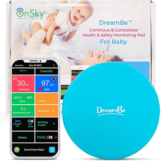 DreamBe-2 Contactless Smart Health Heart & Breathing Monitor for Toddlers & Children. Real-Time Sleep Tracker – Monitor on App Anywhere, Anytime – Touch-Screen Display WiFi - Night Vision Camera