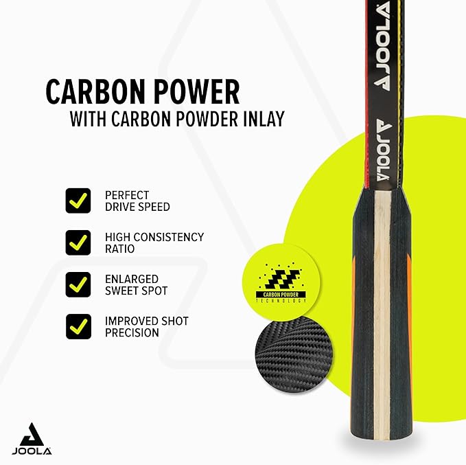 JOOLA Carbon Control Performance Ping Pong Paddles - Ergonomic Grip Handle & Vibration Control - ITTF Approved - Professional Ping Pong Paddle for Advanced Playability - Table Tennis Racket - Red