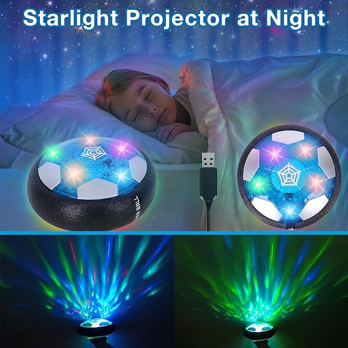 Hover Soccer Balls, 2 in1 Hover Football Toy Set with LED Star Night Light USB Rechargeable Bumper Sports Games Gift for Boys Age 6 7 8 9 10 11 12 Christmas Birthday Party Present