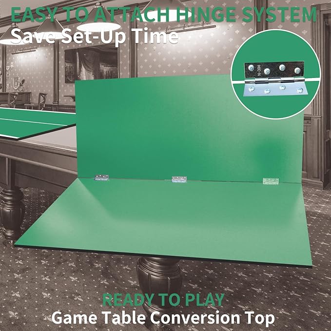 7/8/9ft Mid-Size Ping Pong Conversion Top with Net Set for Billiard and Pool Tables - Regulation Top Converts Billiards into Ping Pong Table Blue/Green/Black