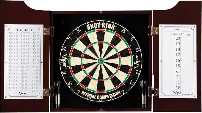 Viper Hudson Sisal/Bristle Steel Tip Dartboard Cabinet, Mahogany Finish