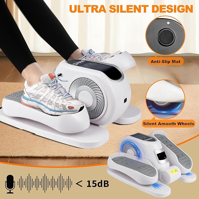 Zakle Under Desk Elliptical Machine, Electric Elliptical Training Machine w/Remote Control, 12 Speed Levels, Quiet Seated Pedal Exerciser for Home Office