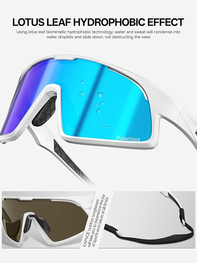 KAPVOE Polarized Cycling Glasses Men Women Sports Sunglasses for Mountain Bike Running Fishing Baseball K383