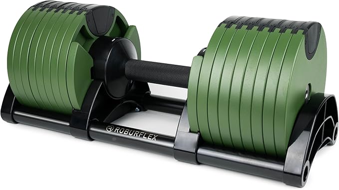 BUNDLE DEAL - Two Adjustable Dumbbells (80LB Green) + Dumbbell Stand + Adjustable Bench (4 items)