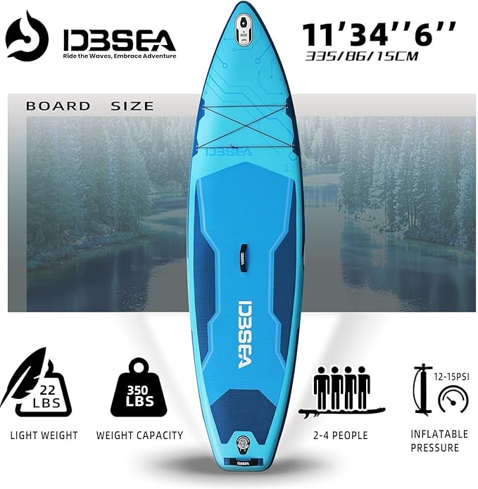 11 ft Extra Wide Inflatable Paddle Board with Accessories, Stand Up Paddleboard for 2 Person, All Around SUP Board for Adults, Fishing, Yoga
