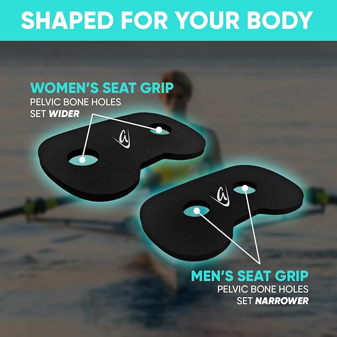 Godfrey Original Rowing Seat Pad for Men & Women - Anti-Slip Rower Cushion with Optional Clip for in-Boat, Concept2, Peloton, Hydrow & WaterRowers