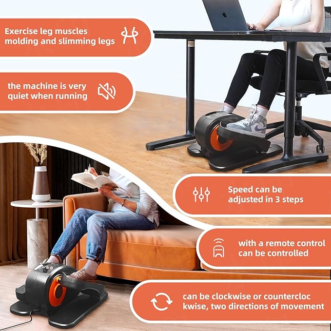 ESL Under Desk Elliptical - Portable Leg Exerciser for Seniors, Compact Seated Elliptical with Remote Control, LCD Display Electric Elliptical Trainers