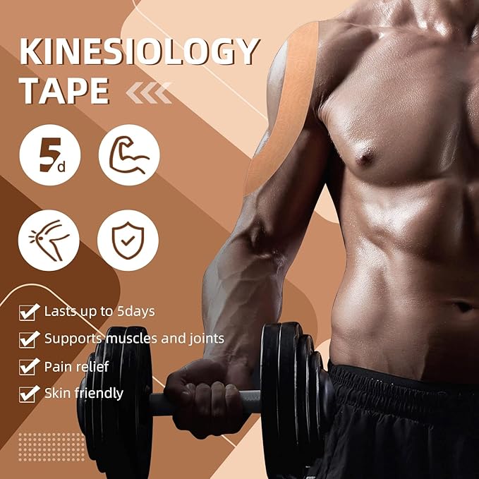 OK TAPE Kinesiology Tape Bulk 103Feet, Pro Adhesive, Water-Resistant k Tape, Elastic Athletic Tape, Latex Free, Uncut, Beige