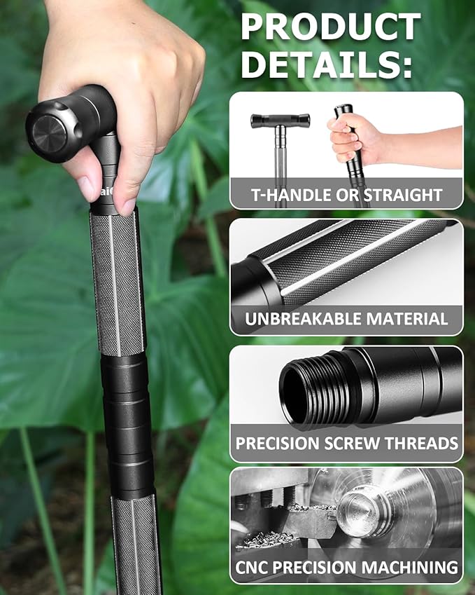 aiGear 5/6/7/8 Tube Adjustable Walking Hiking Stick, Upgraded Adjustable Hiking Staff with Outdoor Gear Trekking Poles for Outdoor Adventures