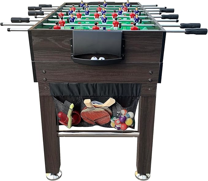 KICK Quad 48″ 4-in-1 Multi Game Table - Combo Game Table Set - Foosball, Billiards/Pool, Glide Hockey and Table Tennis for Home, Game Room, Friends and Family!