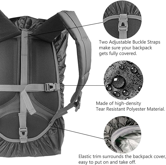 Frelaxy Waterproof Backpack Rain Cover, 10000mm Waterproof Level, Upgraded Ultra-Strong Multilayer Structure, Antislip Cross Buckle Strap, Ultralight Compact Portable, for Hiking, Camping, Traveling