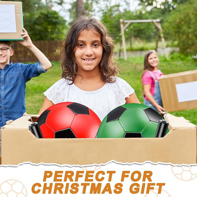 24 Pack Operation Christmas Deflated Soccer Balls with Pump Bulk Items, Machine Stitched Soccer Ball for Outdoor Indoor Training Sports, Birthday Gift Party Supplies