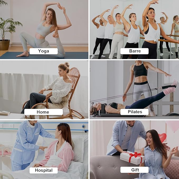 Grip Pilates Socks for Women, Yoga Slouch Socks with Grip for Barre Workout Hospital Long Scrunch Slipper Socks