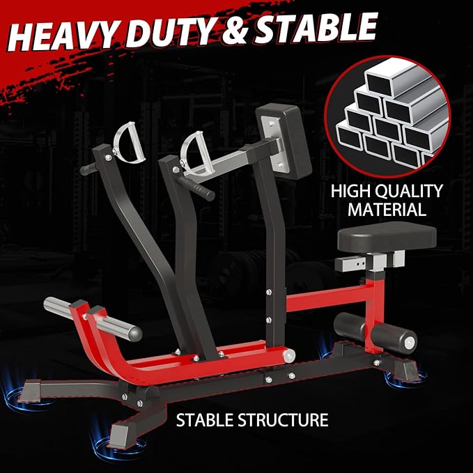 Seated Row Machine, Back Machine Gym Equipment Plate Loaded, Adjustable LAT Machine with Independent Arms & Multi Grip Positions, 400LBS Capacity