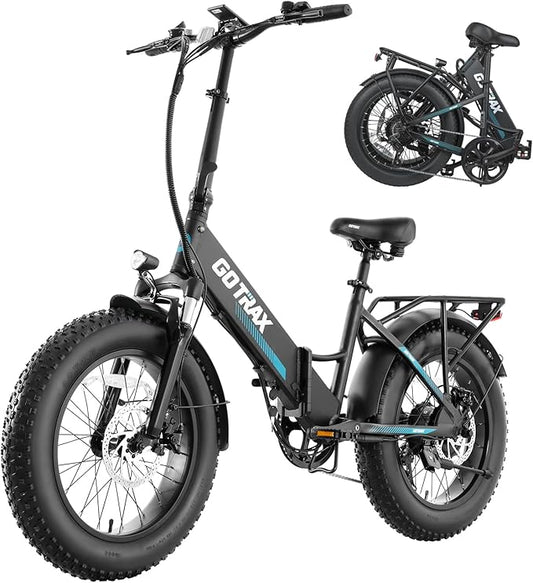Gotrax 20" Folding Electric Bike with 55 Miles (Pedal-assist1) by 48V Battery, 20Mph Power by 500W, Smart LCD Display and 5 Pedal-Assist Levels, 7-Speed&Front Shock Absorber for Off-Road Bicycle
