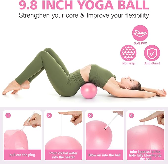 Ideal Swan Pilates Ring Essentials Kit for Women, Home Workout Equipment Set with 9.8” Ball, Resistance Bands, Accessories, Pilates Set for Legs Arms and Thighs(13 PCS)
