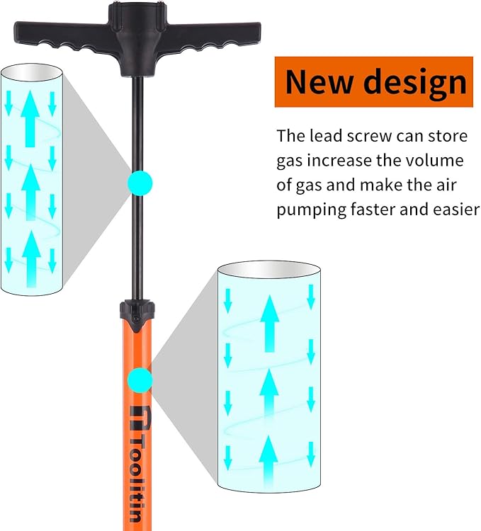 Bike Pump with Gauge,High Pressure,Floor Bicycle Pump Compatible with Presta and Schrader Valve,Bike Tire Pump for Road Bike,MTB,Hybrid,Balls…