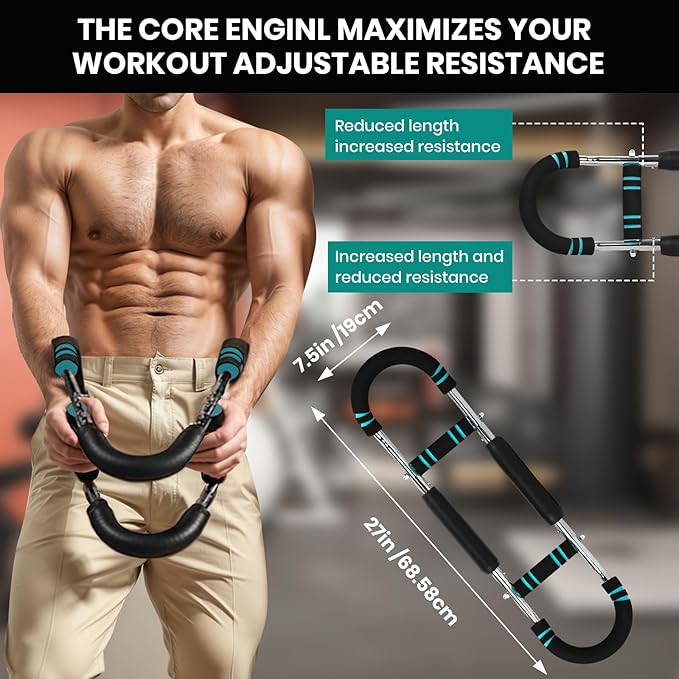 Twister Arm Trainer, Adjustable Chest Workout Equipment,(30-120lbs) for Men & Women,Portable Home Gym Strength Trainer,Muscle Builder & Strength Training for Arms, Chest